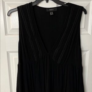 Forever 21 Black V-Neck Sleeveless Shirt with Ladder Trim
